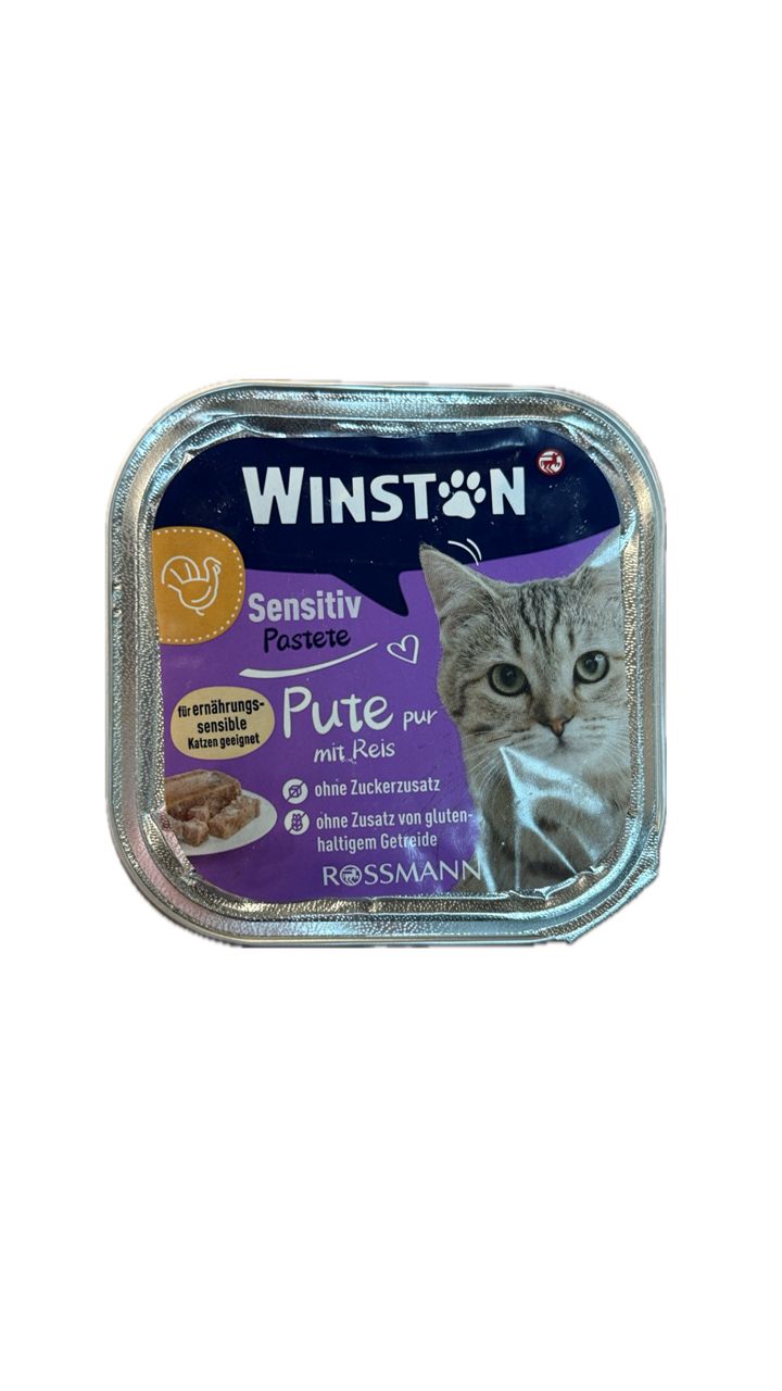 ووم گربه وینستون طعم بوقلمون و برنج مخصوص گربه های بد غذا 100 گرم