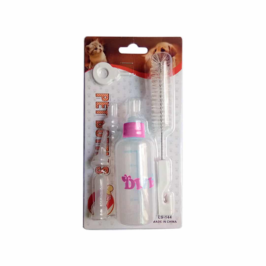 DIIL-Baby-Pet-bottles-60ml-pink ست شیشه شیر سگ و گربه، همراه با سرهای یدک، ۶۰ میلی لیتر - تصویر 1
