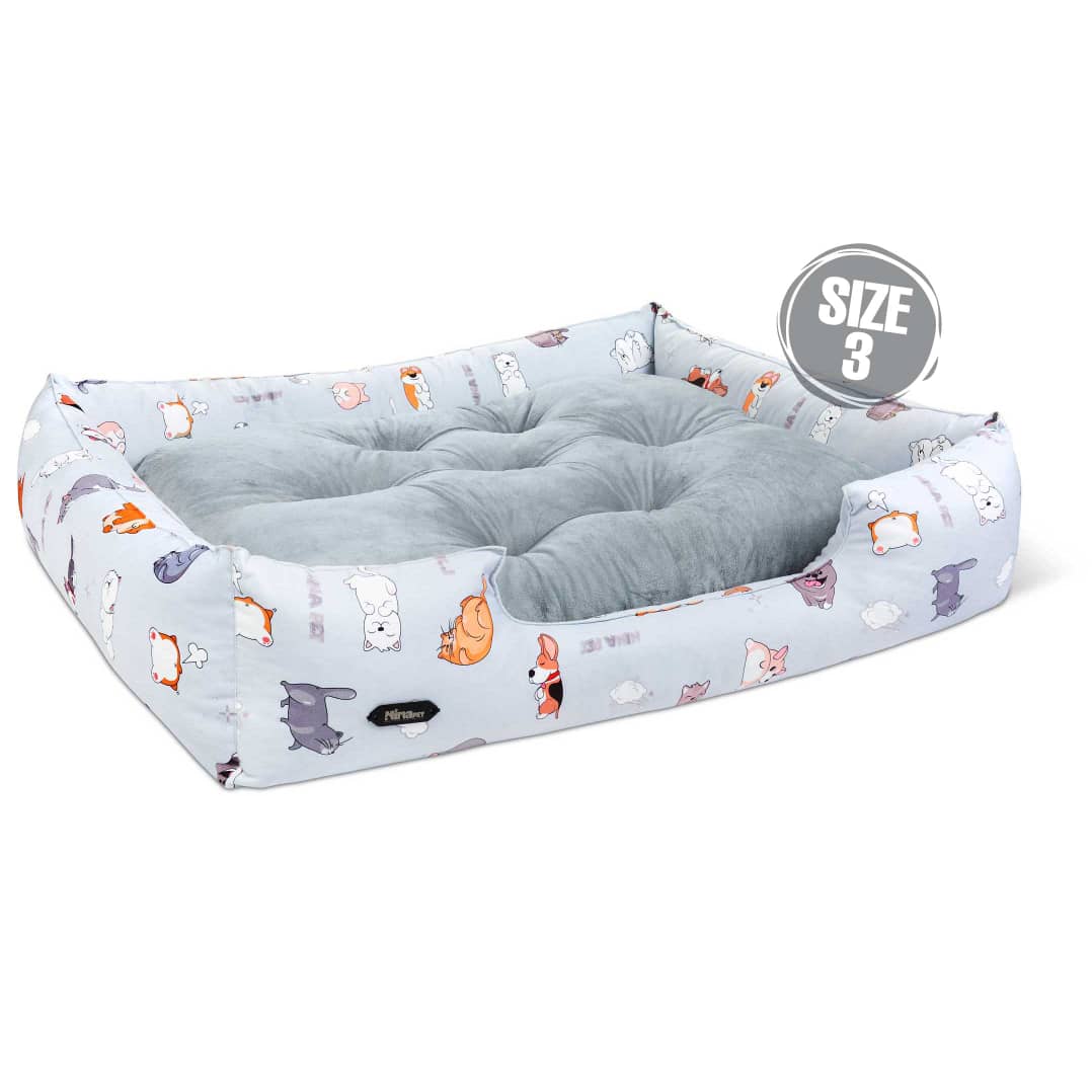 جای خواب U VIP طرح سگ و گربه طوسی سایز 3 مناسب سگ و گربه نیناپت