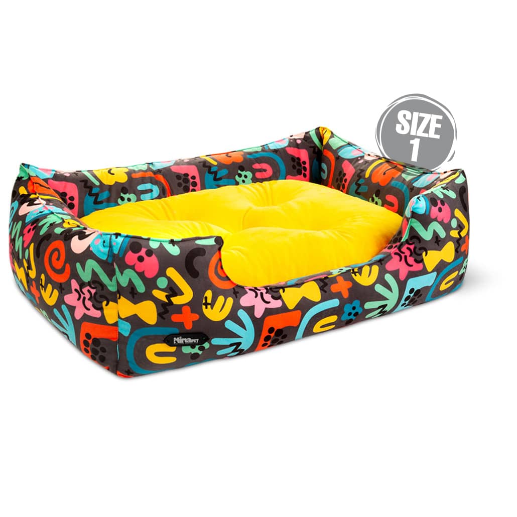 جای خواب u منحنی سایز ۱ زرد جای خواب u vip طرح منحنی زرد سایز1 مناسب سگ و گربه نیناپت - تصویر 1
